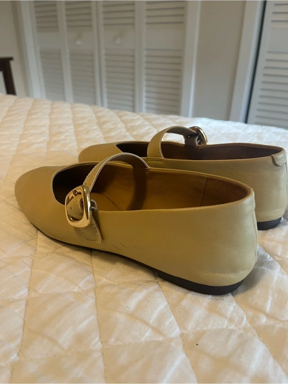 Madewell Women's Buckle Mary Jane Flats in Butter Yellow